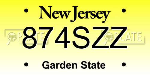 874SZZ New Jersey License Plate