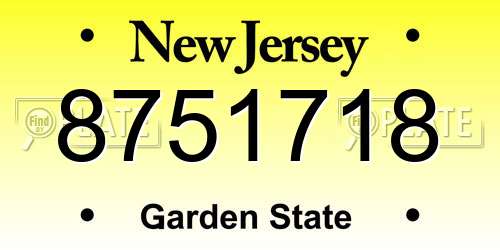 8751718 New Jersey License Plate