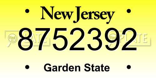 8752392 New Jersey License Plate