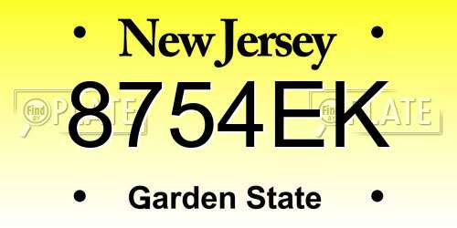 8754EK New Jersey License Plate