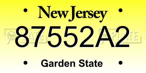 87552A2 New Jersey License Plate