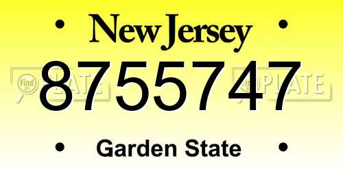 8755747 New Jersey License Plate