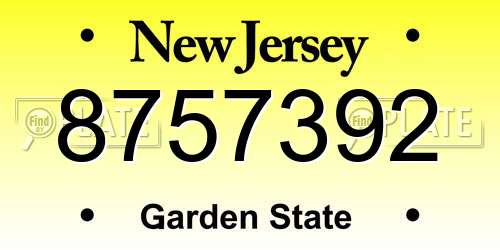 8757392 New Jersey License Plate