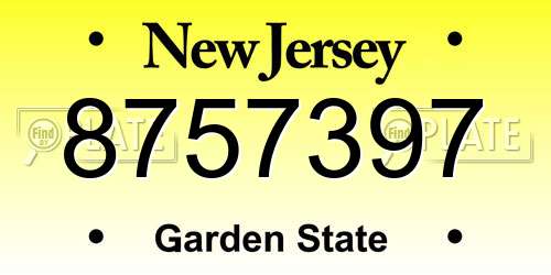 8757397 New Jersey License Plate
