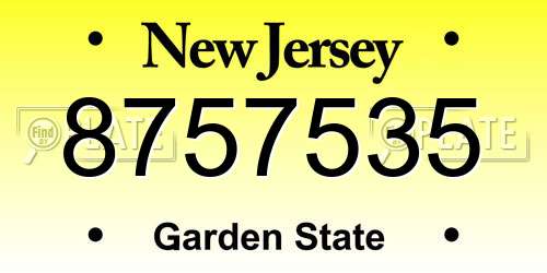 8757535 New Jersey License Plate