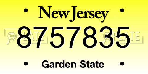 8757835 New Jersey License Plate