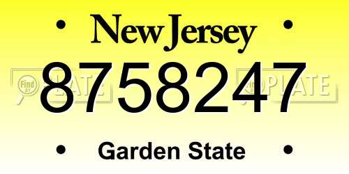 8758247 New Jersey License Plate