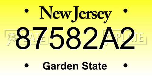 87582A2 New Jersey License Plate