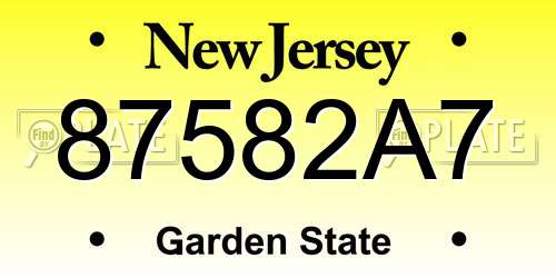87582A7 New Jersey License Plate