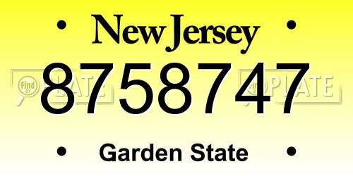 8758747 New Jersey License Plate