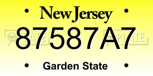 87587A7 New Jersey License Plate