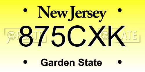 875CXK New Jersey License Plate
