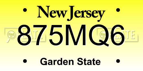 875MQ6 New Jersey License Plate
