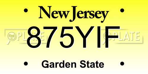 875YIF New Jersey License Plate