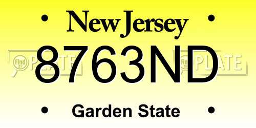 8763ND New Jersey License Plate