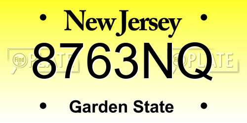 8763NQ New Jersey License Plate