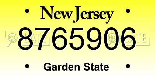 8765906 New Jersey License Plate