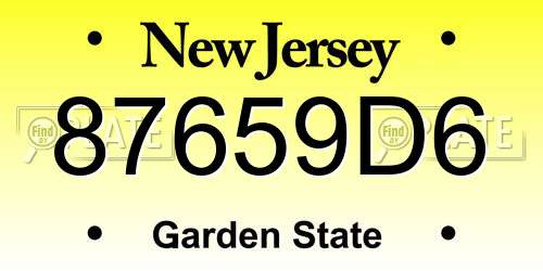 87659D6 New Jersey License Plate
