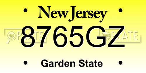 8765GZ New Jersey License Plate