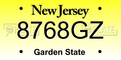 8768GZ New Jersey License Plate
