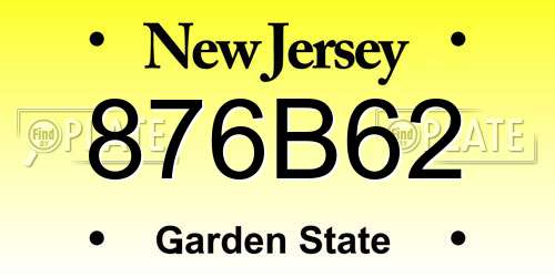 876B62 New Jersey License Plate
