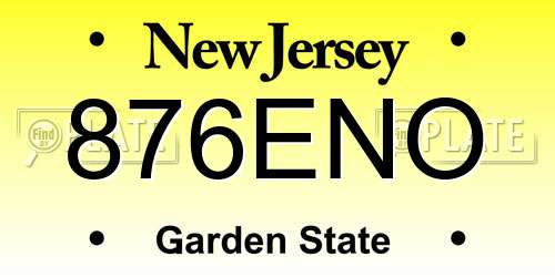 876ENO New Jersey License Plate