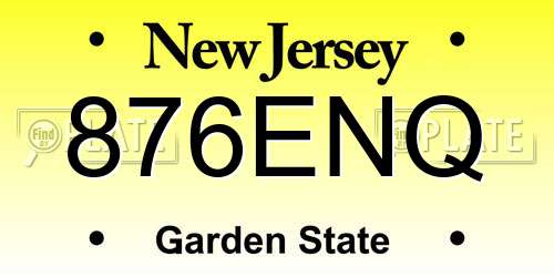 876ENQ New Jersey License Plate