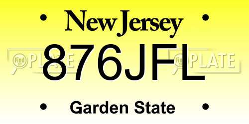 876JFL New Jersey License Plate
