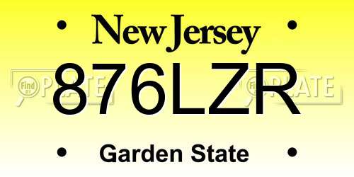 876LZR New Jersey License Plate