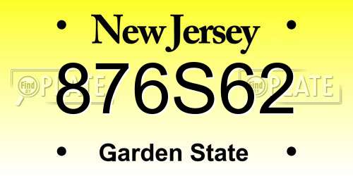 876S62 New Jersey License Plate