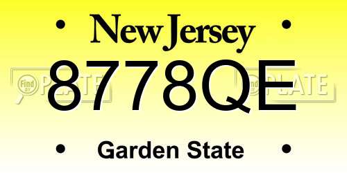 8778QE New Jersey License Plate