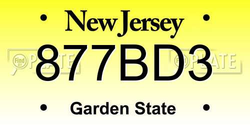 877BD3 New Jersey License Plate