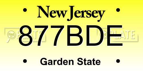 877BDE New Jersey License Plate