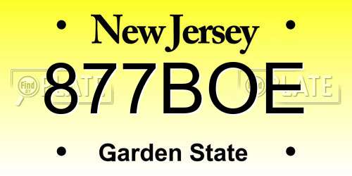 877BOE New Jersey License Plate