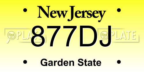 877DJ New Jersey License Plate