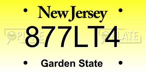 877LT4 New Jersey License Plate