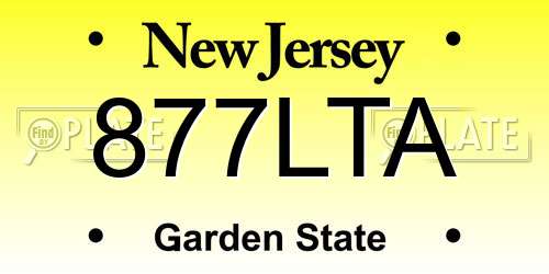 877LTA New Jersey License Plate