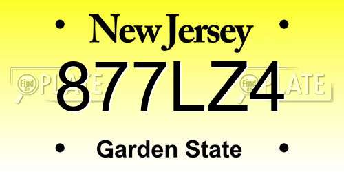 877LZ4 New Jersey License Plate