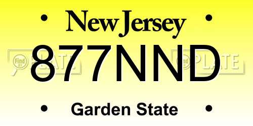 877NND New Jersey License Plate