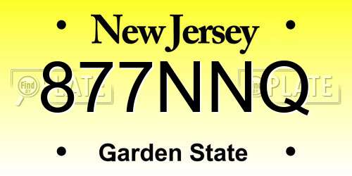 877NNQ New Jersey License Plate