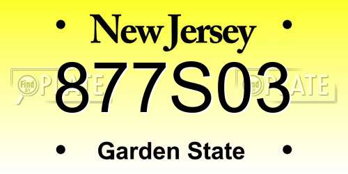 877S03 New Jersey License Plate
