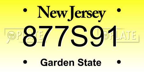 877S91 New Jersey License Plate