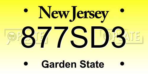 877SD3 New Jersey License Plate