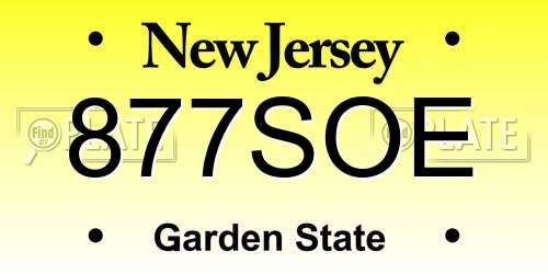 877SOE New Jersey License Plate