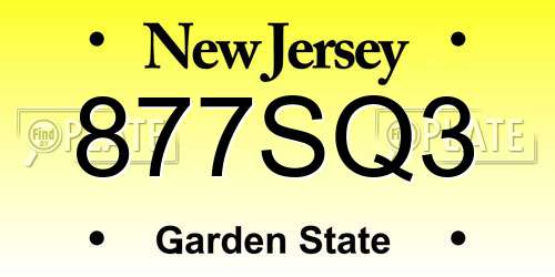 877SQ3 New Jersey License Plate