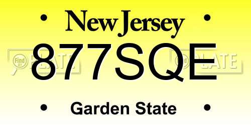877SQE New Jersey License Plate