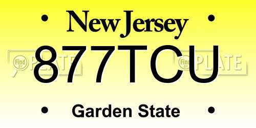 877TCU New Jersey License Plate