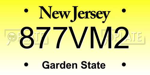 877VM2 New Jersey License Plate
