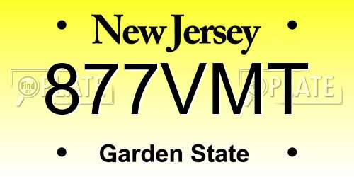 877VMT New Jersey License Plate
