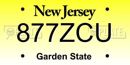 877ZCU New Jersey License Plate